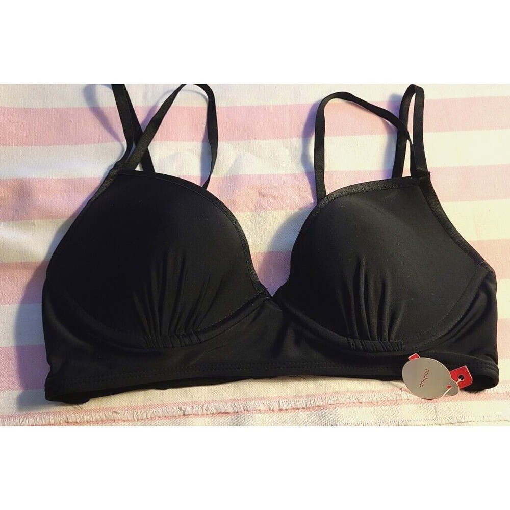 Xhilaration women’s black padded underwire strappy pushup t-shirt bra S NWT
